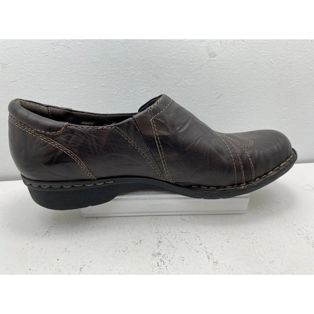 Clarks Bendables Loafers Brown Embossed Leather Flats Womens 10 M 26068747